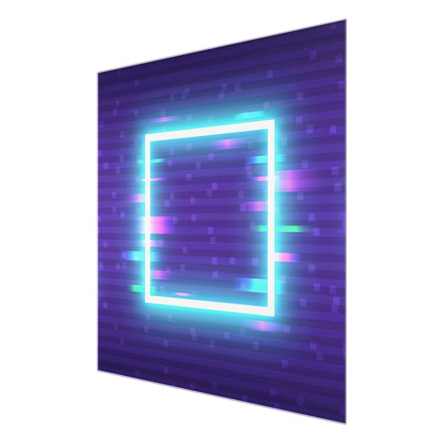 Glasschilderijen - Geometrical Square In Neon Colours