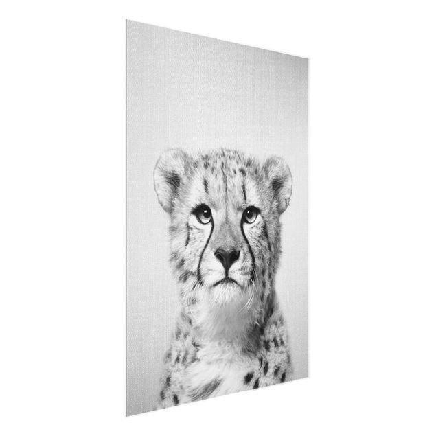 Glasschilderijen - Cheetah Gerald Black And White