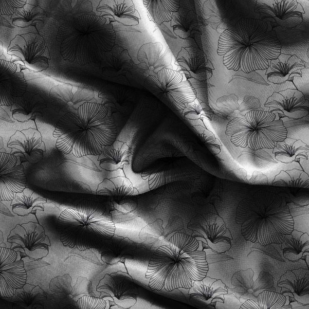 Gordijnen met patroon Geranium Pattern - Grey