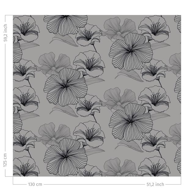 Bloemen gordijnen Geranium Pattern - Grey