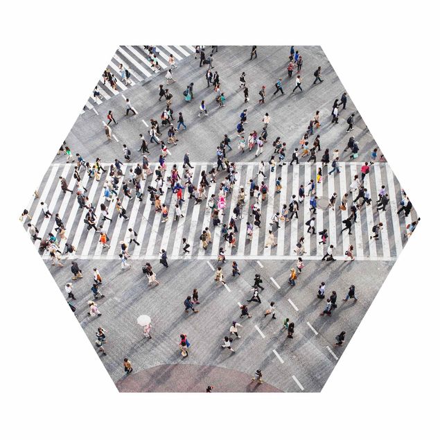 Hexagons Aluminium Dibond schilderijen Shibuya Crossing in Tokyo