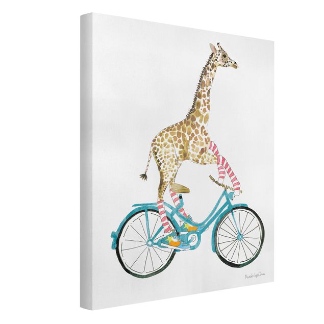 Canvas schilderijen - Giraffe on a joy ride II