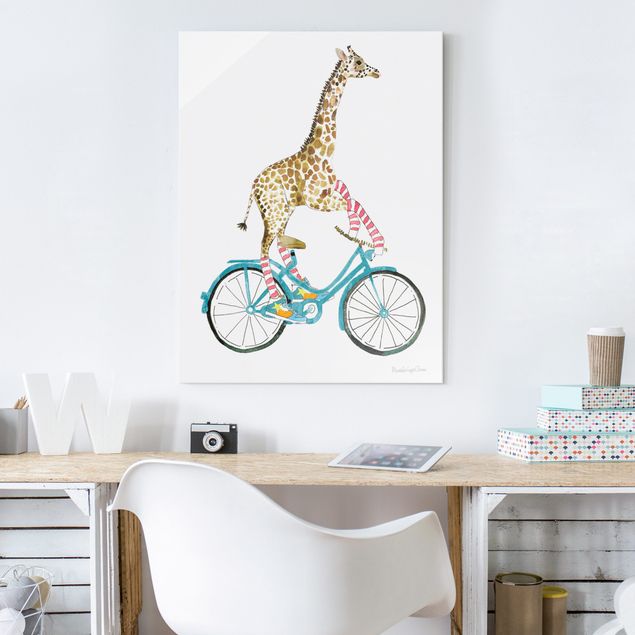 Glas Magnettafel Giraffe on a joy ride II