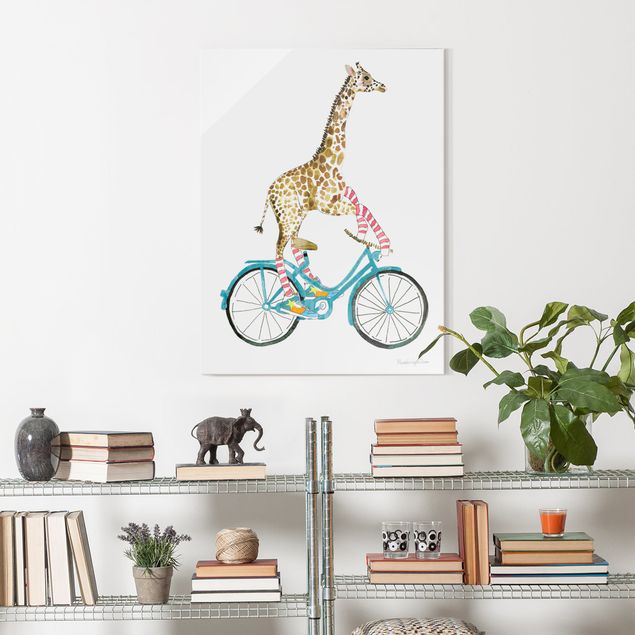 Glasschilderijen - Giraffe on a joy ride II
