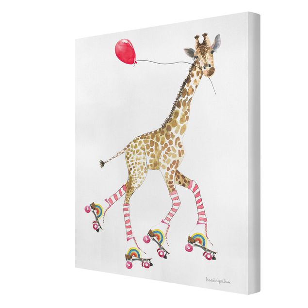 Canvas schilderijen - Giraffe on a joy ride