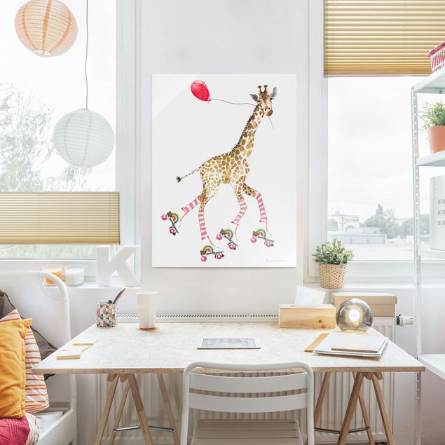 Glasschilderijen - Giraffe on a joy ride