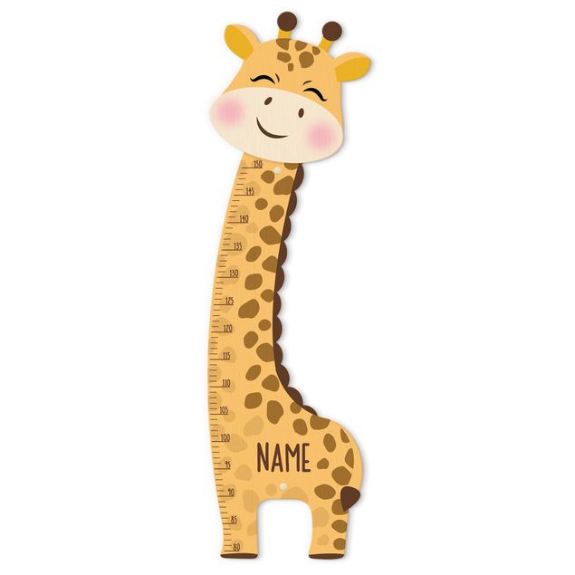 Groeimeter kinderen hout - Giraffe boy with custom name