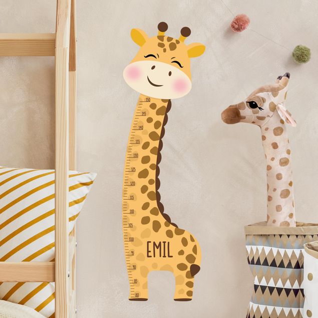 Muurstickers giraf Giraffe boy with custom name