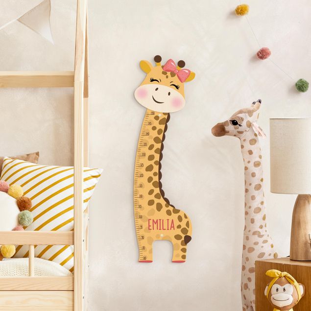 Groeimeter kinderen hout - Giraffe girl with custom name
