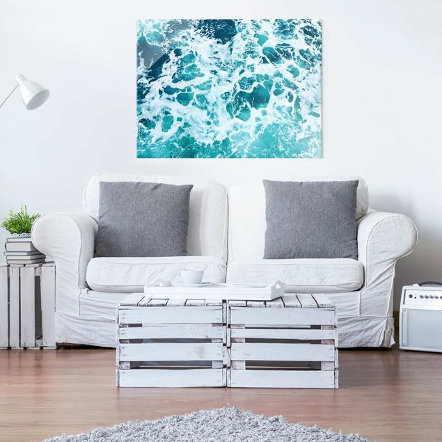 Glasschilderijen - Sea Foam On The High Seas