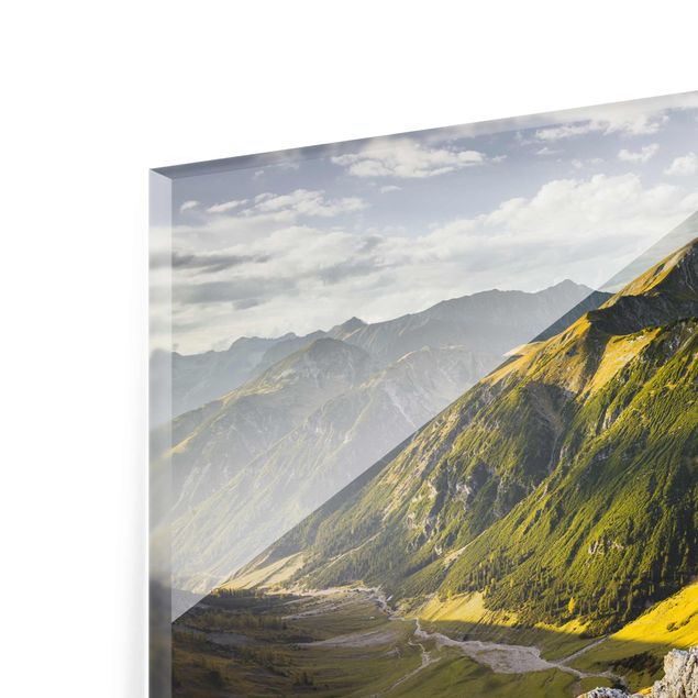 Glasschilderijen - 3-delig Alps Mountain Views
