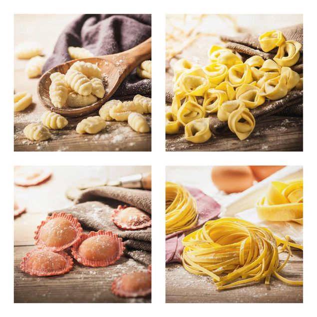 Glasschilderijen - 4-delig Fresh pasta
