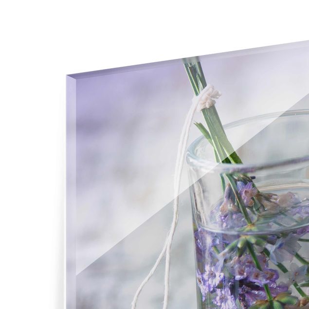 Glasschilderijen - 3-delig Lavender Set Vintage
