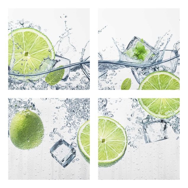 Glasschilderijen - 4-delig Refreshing Lime