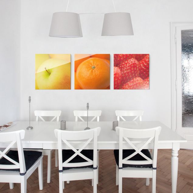 Glasschilderijen - 3-delig Fresh Fruit