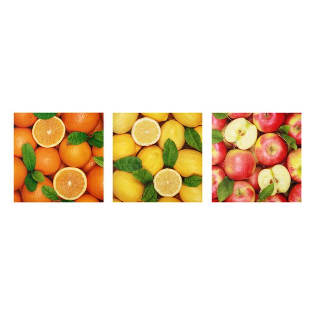 Glasschilderijen - 3-delig Fruit Trio