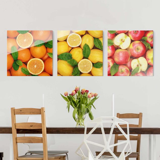 Glasschilderijen - 3-delig Fruit Trio