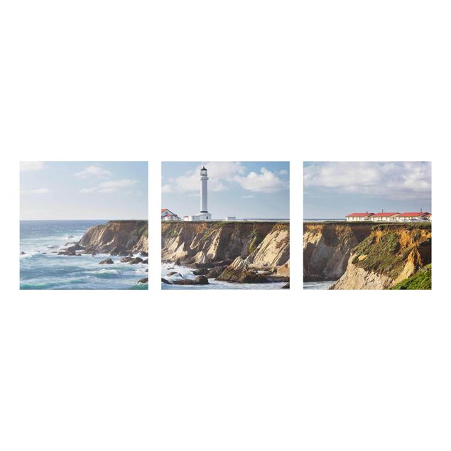 Glasschilderijen - 3-delig Point Arena Lighthouse California