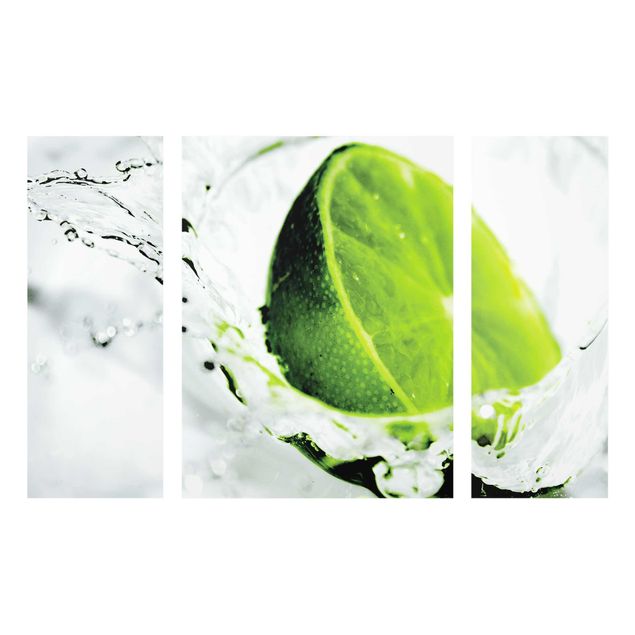 Glasschilderijen - 3-delig Splash Lime