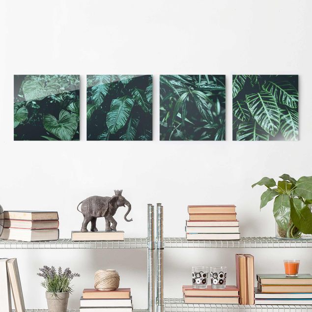 Glasschilderijen - 4-delig Tropical Plants