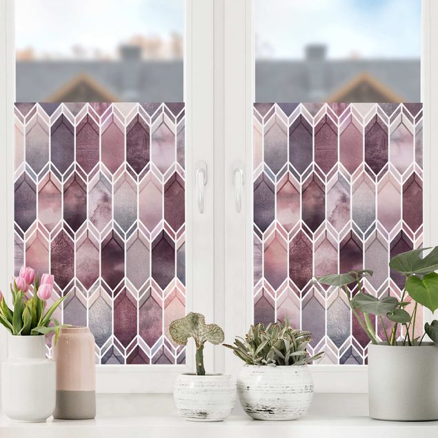Raamfolie - Stained Glass Geometry Rosé