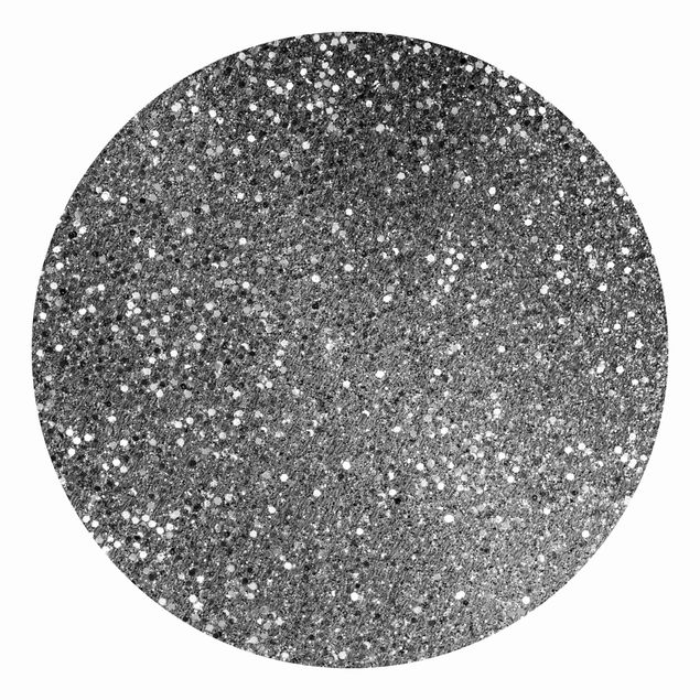 Behangcirkel Glitter Confetti In Black And White