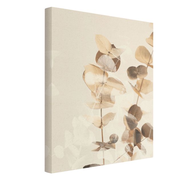Canvas schilderijen - Goud Golden Eucalyptus With White II