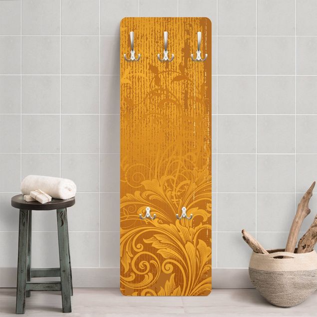 Wandkapstokken houten paneel Golden Flora
