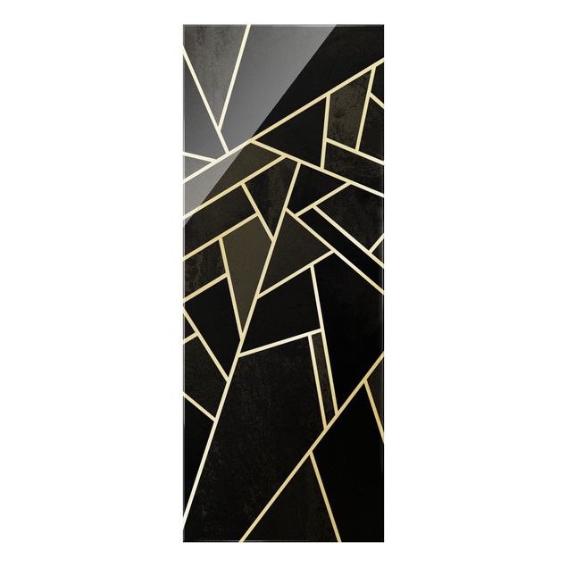 Glasschilderijen Golden Geometry - Black Triangles