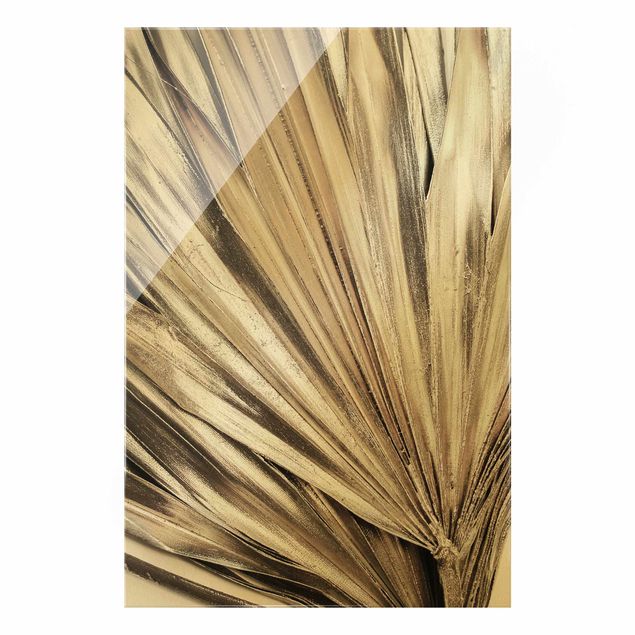Glasschilderijen Golden Palm Leaves