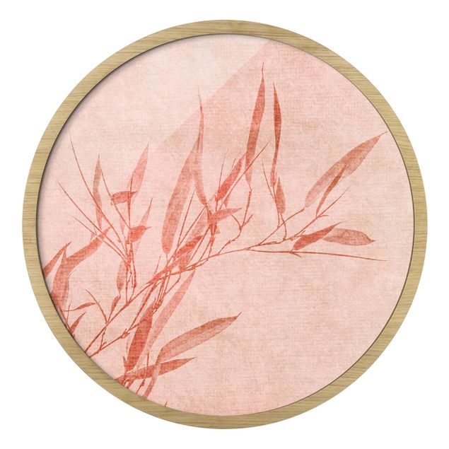 Rond schilderijen Sole dorato con bambù rosa