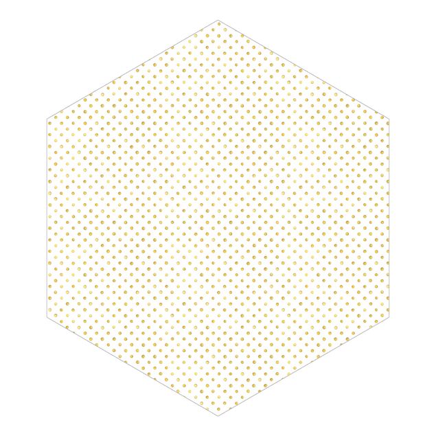 Hexagon Behang Golden Polkadots