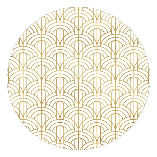 Behangcirkel Golden Art Deco Pattern XXL