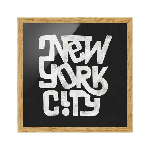 Bild mit Rahmen - Graffiti Art Calligraphy New York City Schwarz - Quadrat - 1:1