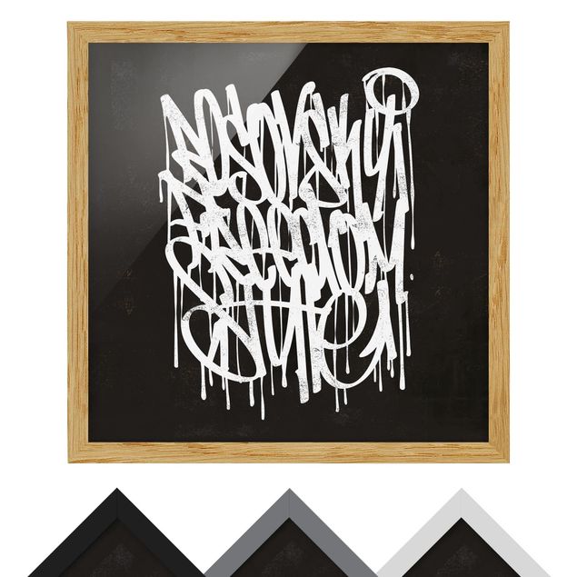 Bild mit Rahmen - Graffiti Art Freedom Style - Quadrat - 1:1