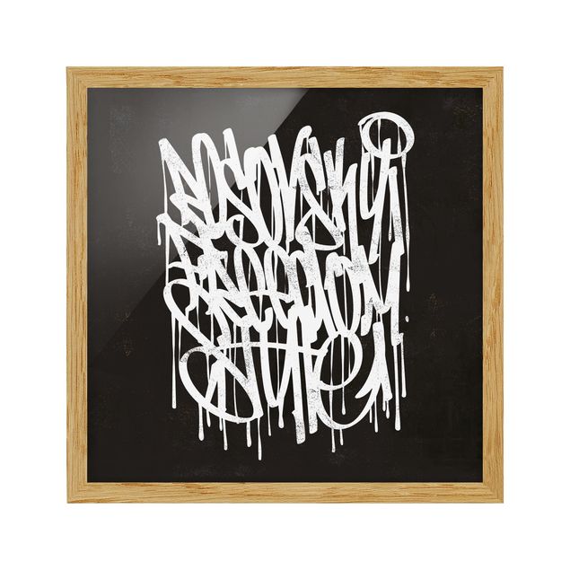 Bild mit Rahmen - Graffiti Art Freedom Style - Quadrat - 1:1