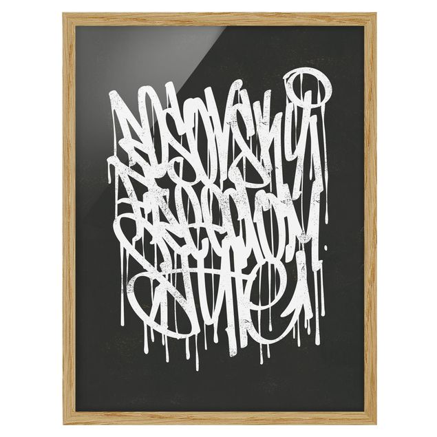 Bild mit Rahmen - Graffiti Art Freedom Style - Hochformat - 1:3