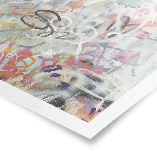 Poster - Graffiti Love in Pastell - Quadrat 1:1