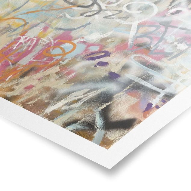 Poster - Graffiti Love in Pastell - Hochformat 3:4