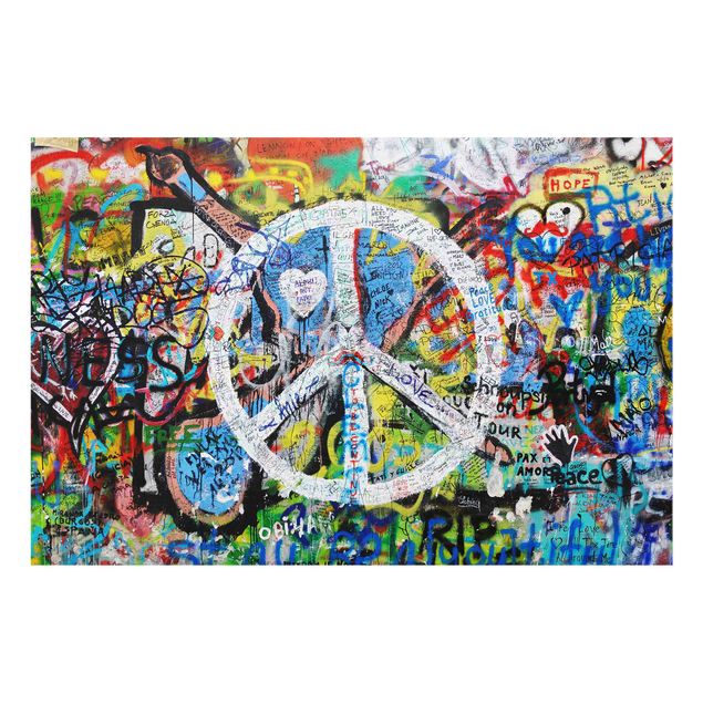 Glasschilderijen - Graffiti Wall Peace Sign