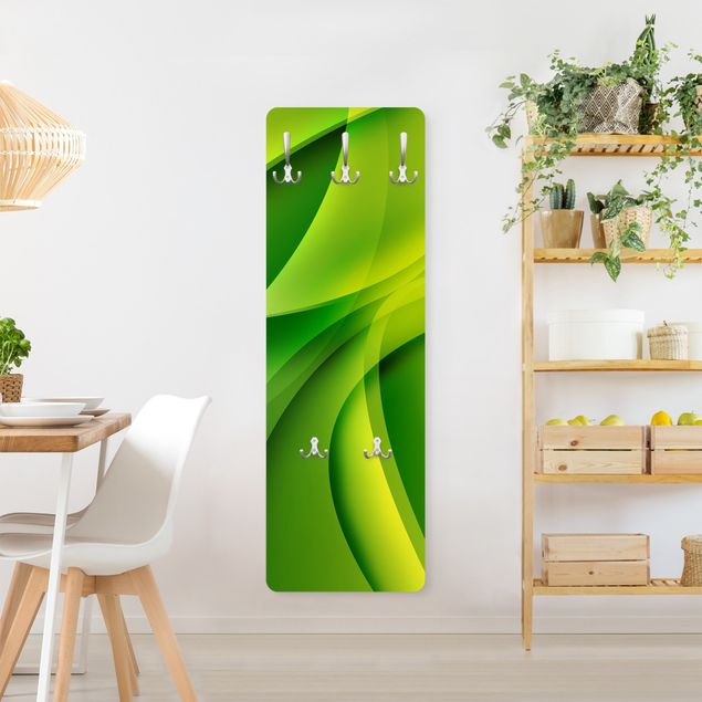 Wandkapstokken houten paneel Green Composition