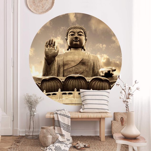 Behangcirkel Big Buddha Sepia