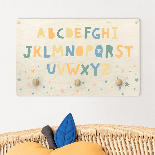 Wandkapstokken voor kinderen Big Alphabet With Stars Colourful