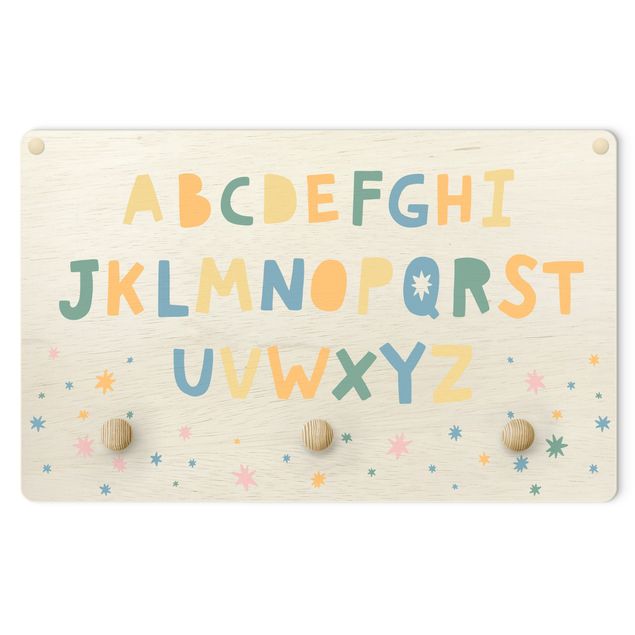 Wandkapstokken voor kinderen Big Alphabet With Stars Colourful