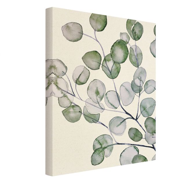 Canvas schilderijen - Goud Green Watercolour Eucalyptus Branch