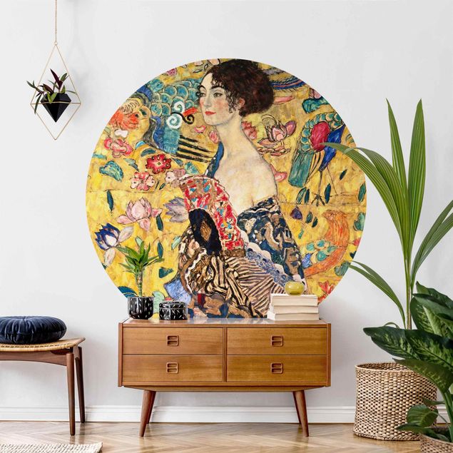 Behangcirkel Gustav Klimt - Lady With Fan
