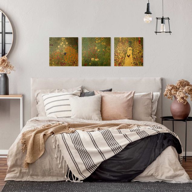 Canvas schilderijen - 3-delig Gustav Klimt - In The Garden