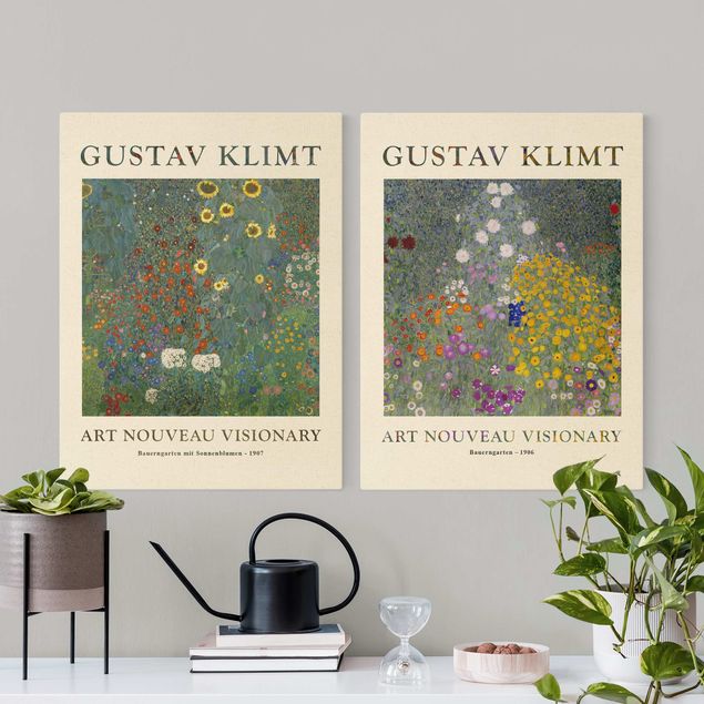 Natuurlijk canvas schilderijen - 2-delig  Gustav Klimt - Farmer's Garden - Museum Edition