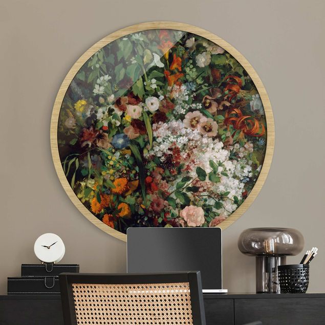 Rond schilderijen Gustave Courbet - Bouquet di fiori in un vaso