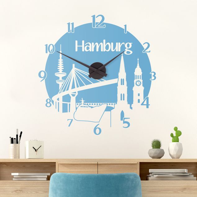Muurstickers Duitsland Hamburg clock